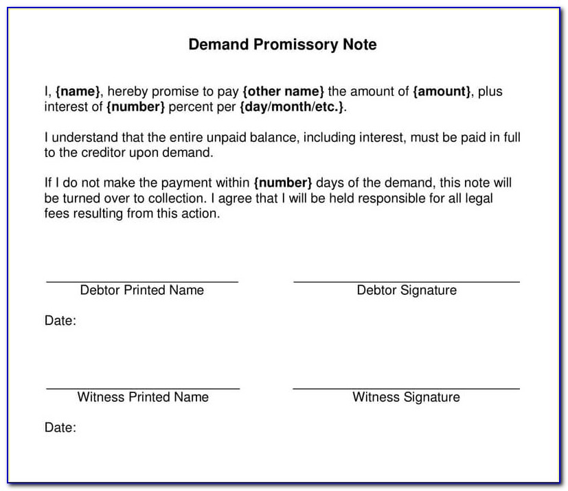 Demand Promissory Note Template Free