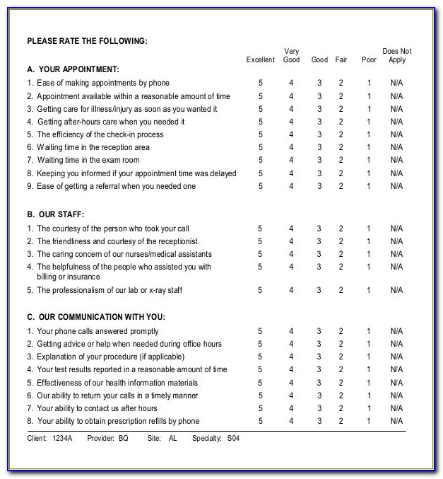 Dental Patient Satisfaction Survey Questionnaire