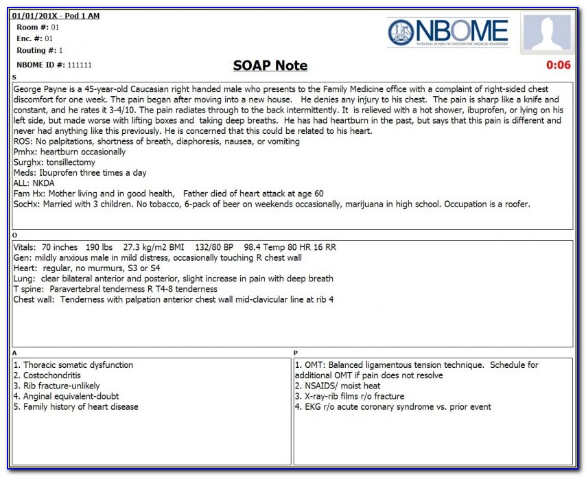Dental Soap Note Template