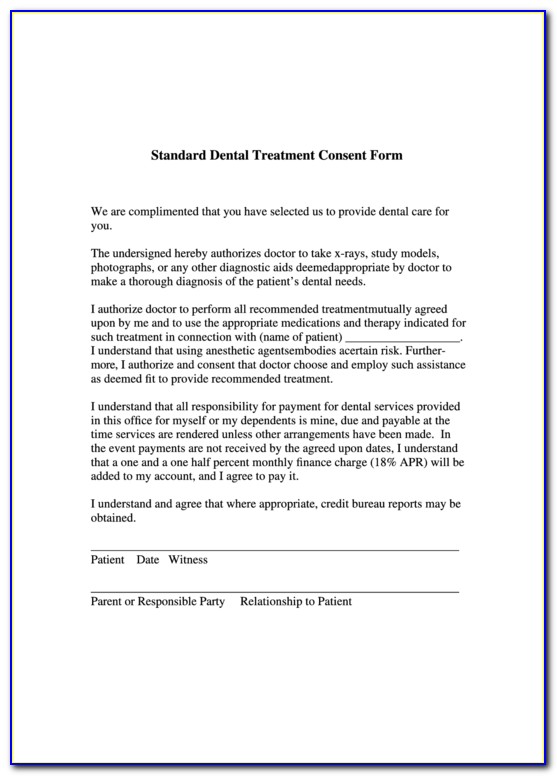 Dental Treatment Plan Estimate Form