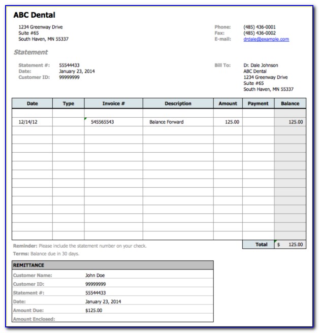 Dentist Invoice Template Word