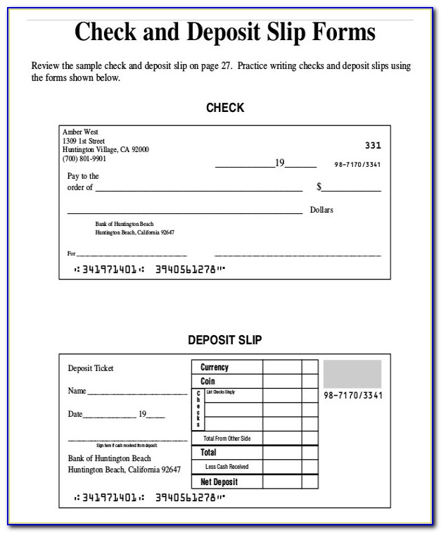Deposit Form Excel Template