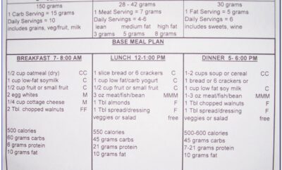 Diabetic Meal Plan Worksheet
