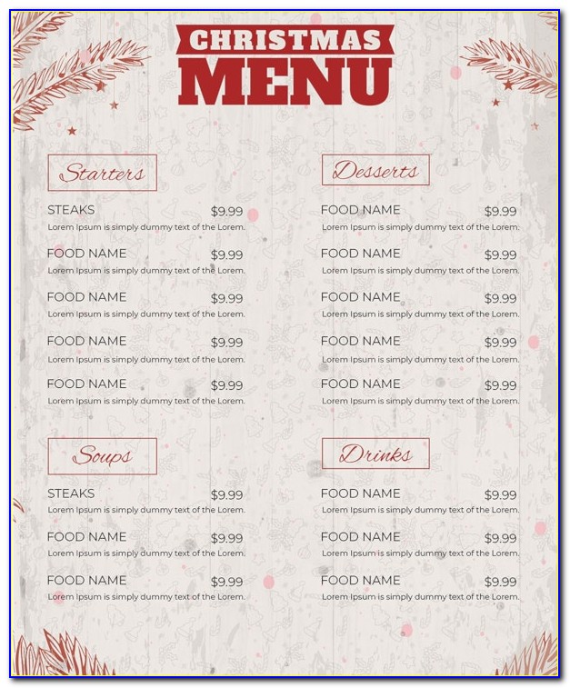 Dinner Party Menu Template Free Download