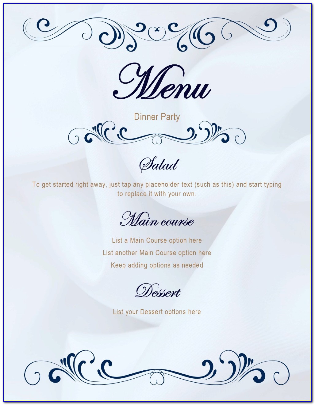 Dinner Party Menu Templates Free Download