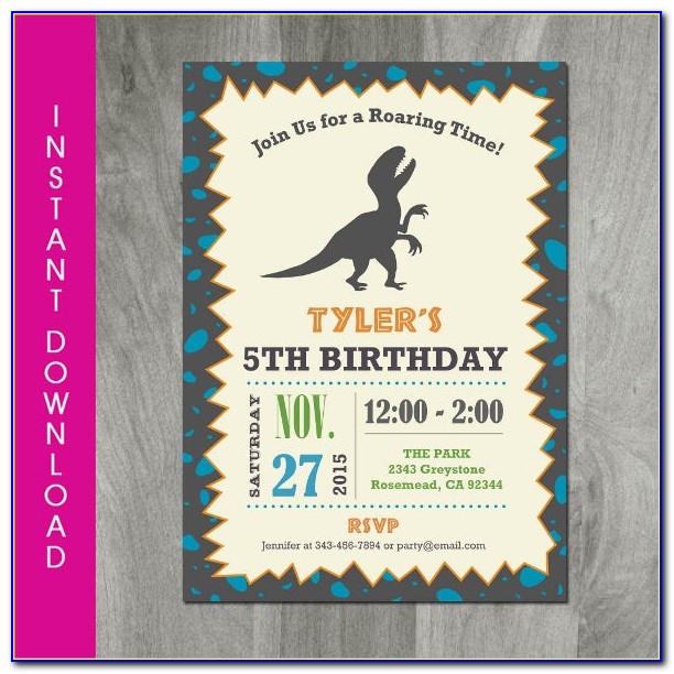 Dinosaur Birthday Invitations Template Free