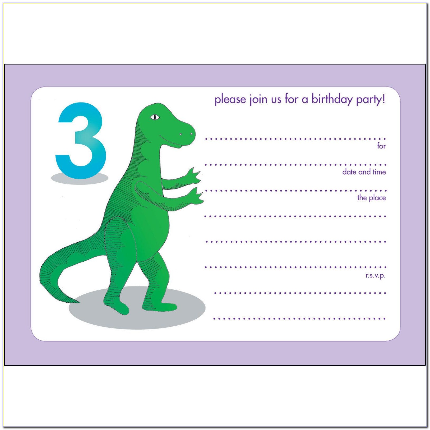 Dinosaur Birthday Invite Free