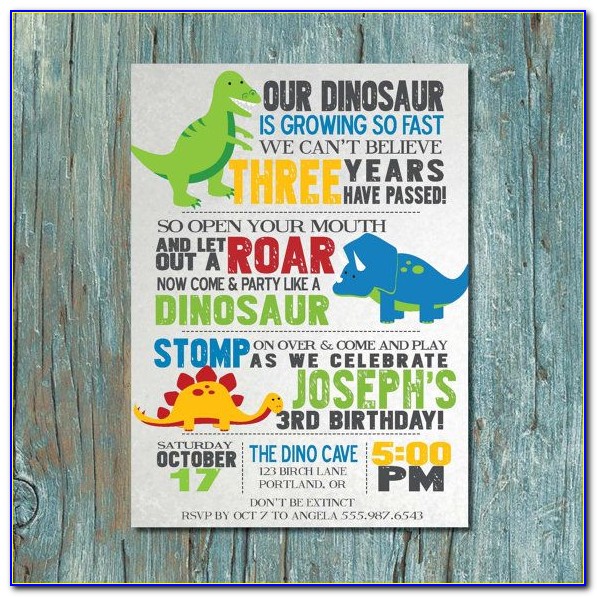 Dinosaur Birthday Invite Template Free