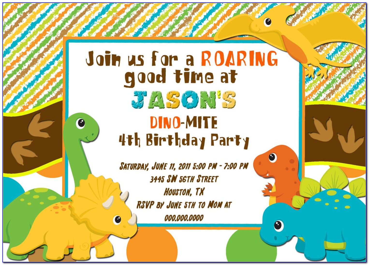 Dinosaur Party Invitation Template Free
