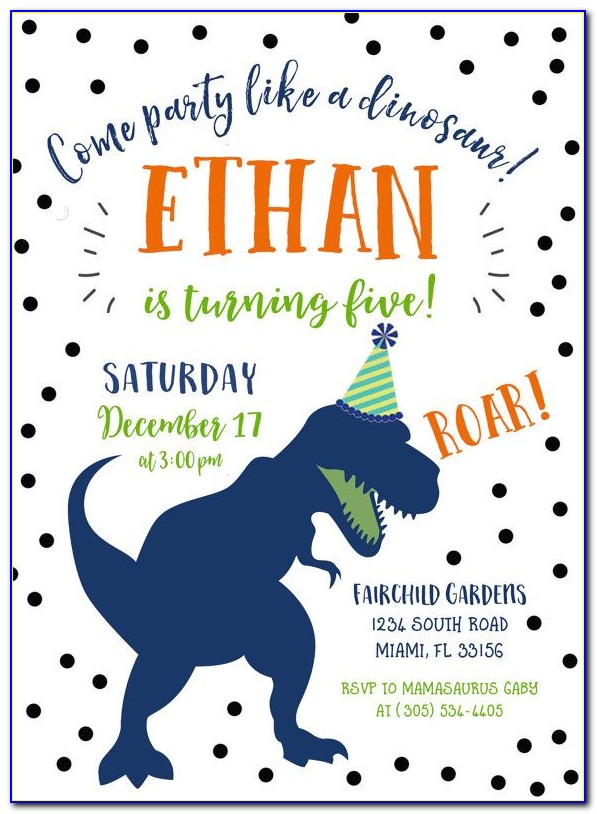 Dinosaur Party Invitations Template Free