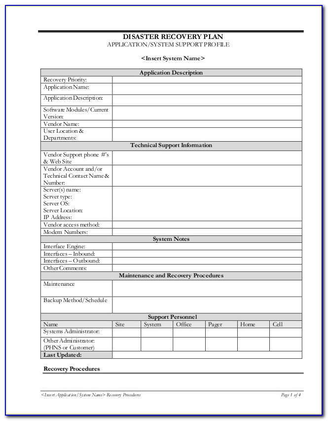 Disaster Recovery Test Checklist Template