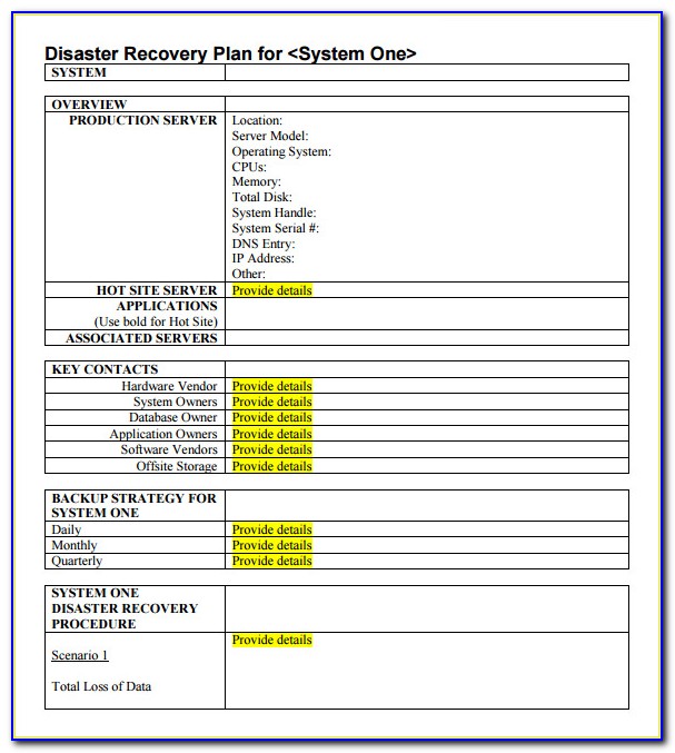 Disaster Recovery Test Plan Template Example