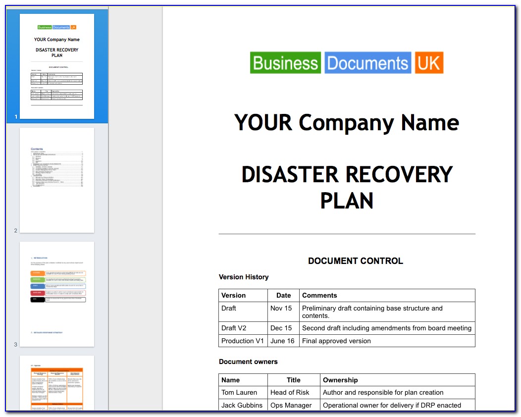 Disaster Recovery Test Plan Template