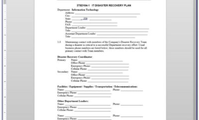 Disaster Recovery Testing Plan Template