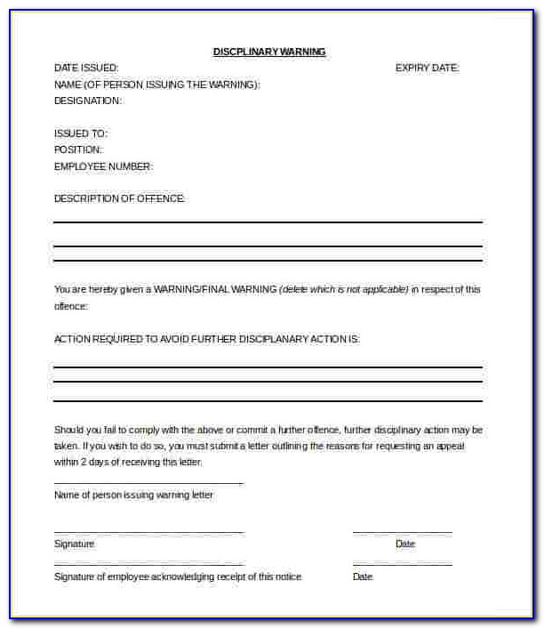 Disciplinary Action Form Template Microsoft Word