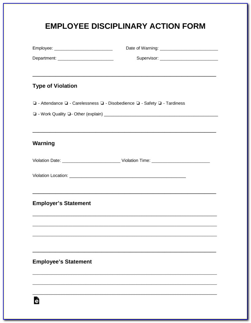 Disciplinary Form Template Free