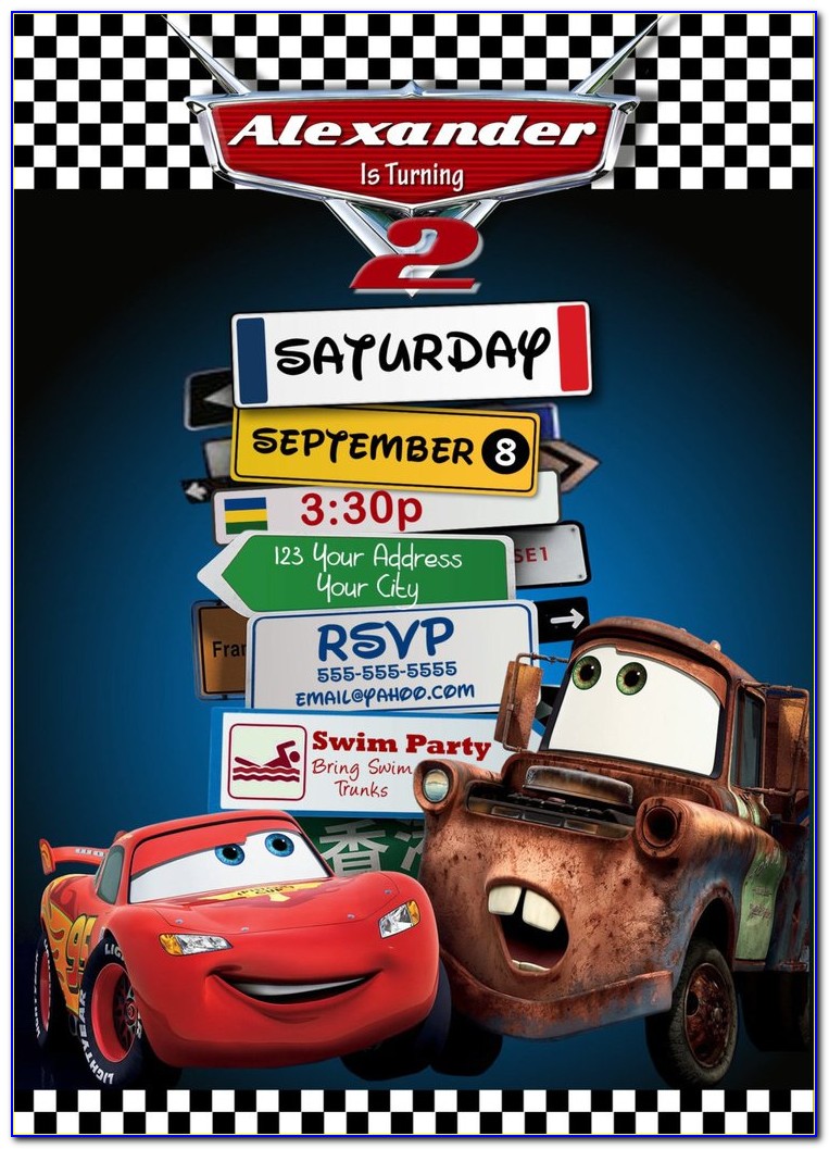 Disney Cars Party Invitation Templates