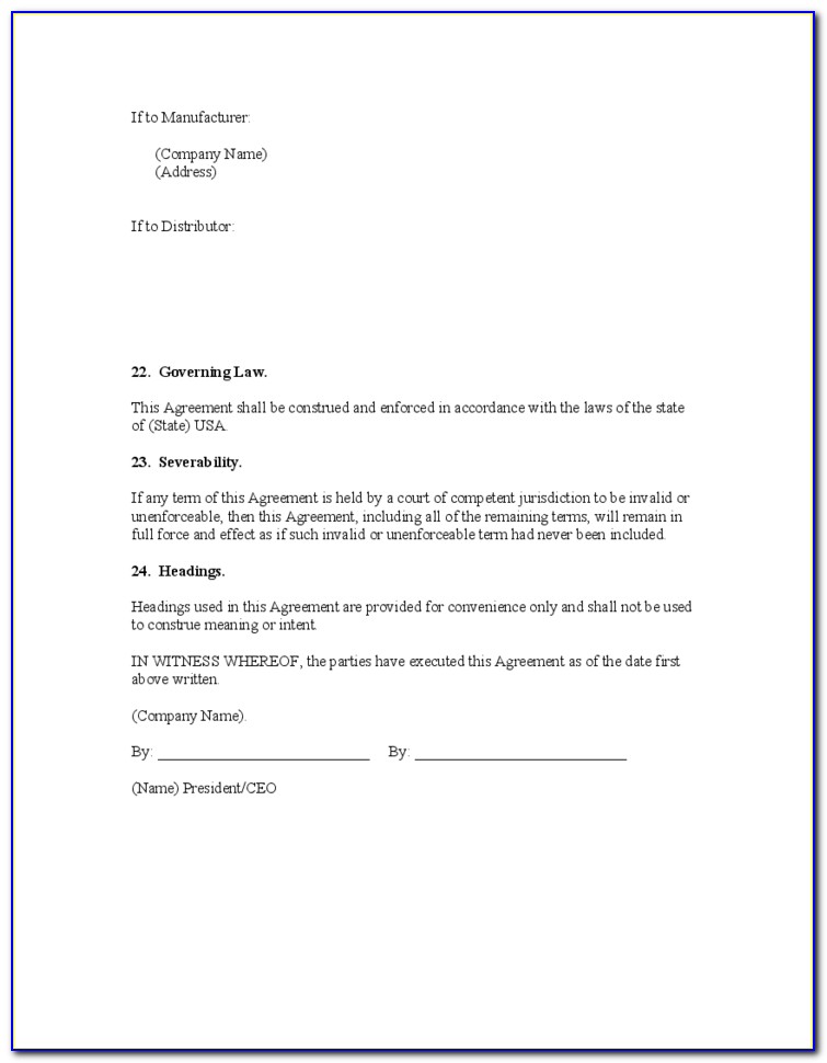 Distribution Agreement Template South Africa