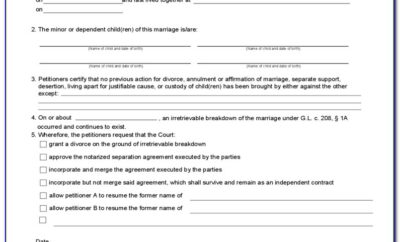 Divorce Agreement Template Massachusetts