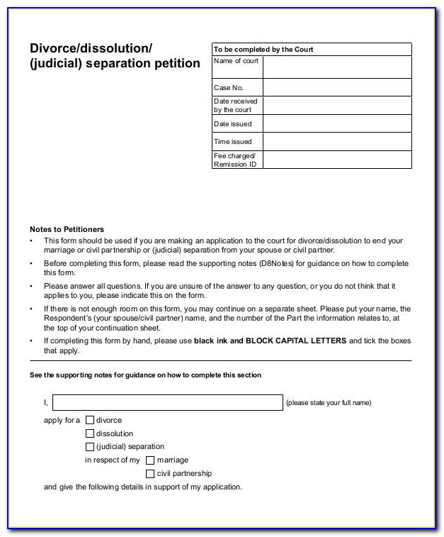 Divorce Petition Form Template