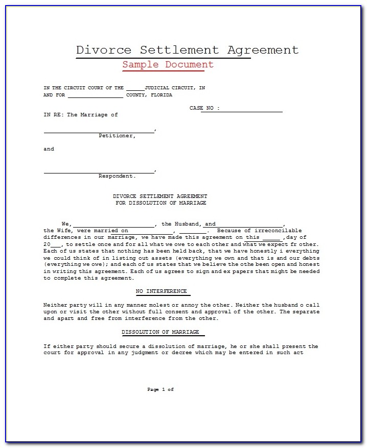 Divorce Settlement Template Uk