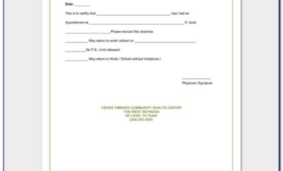 Doctor Notes For Work Templates