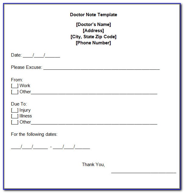 Doctors Excuse Note Template Free