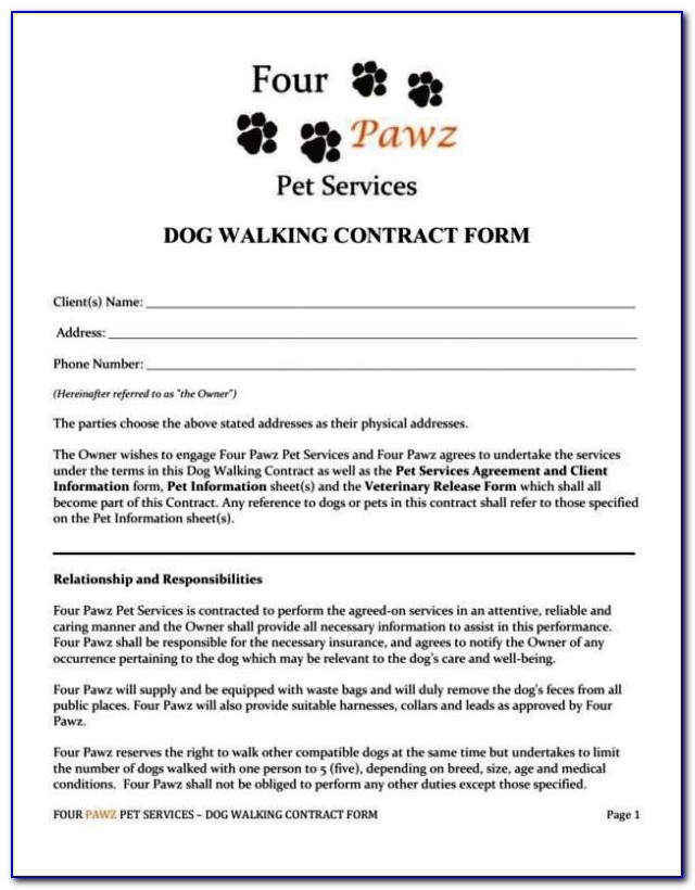 Dog Walking Agreement Form