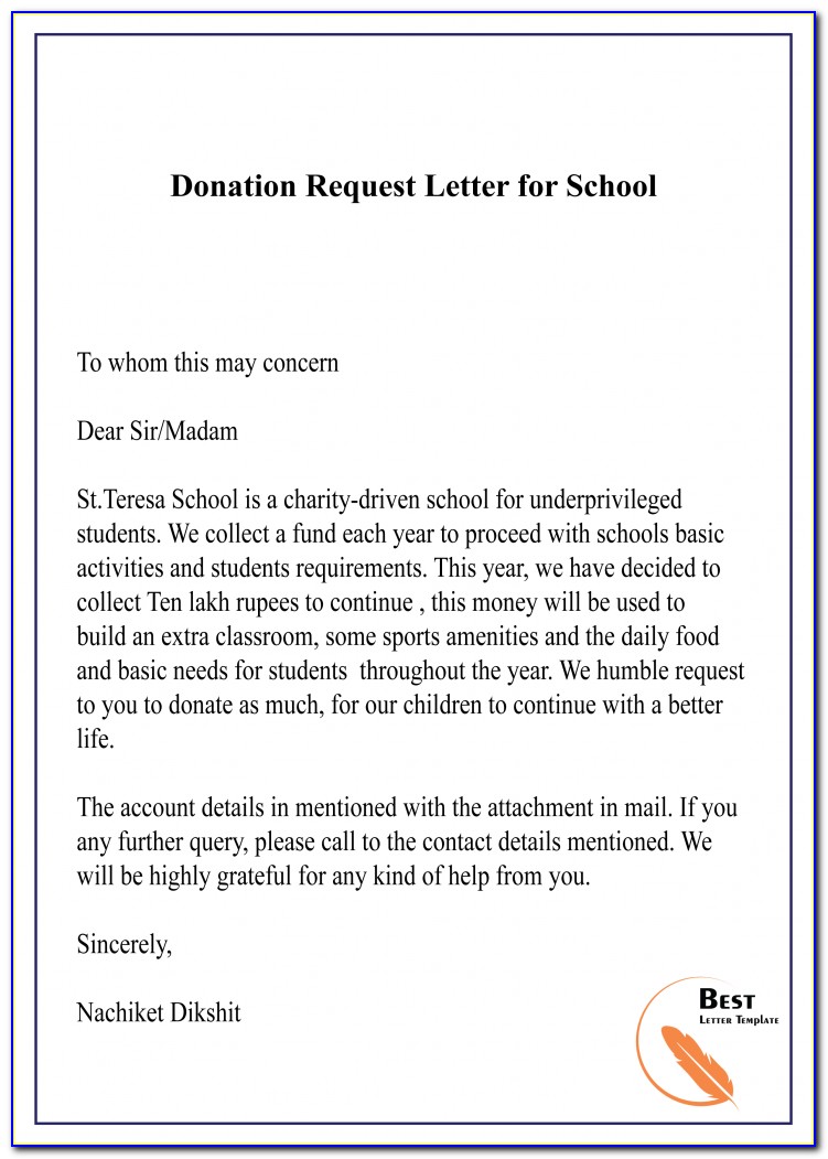 Donation Letter Template For Fundraiser