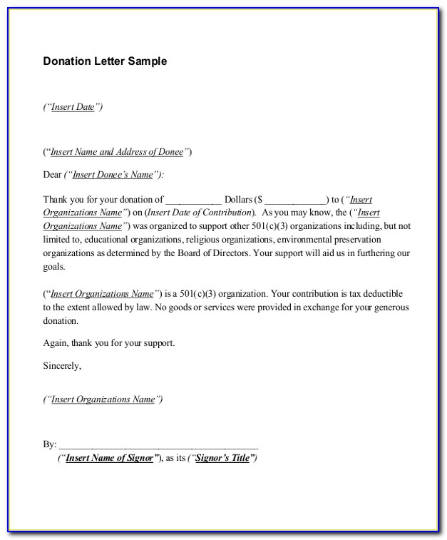Donation Letter Template For Tax Purposes