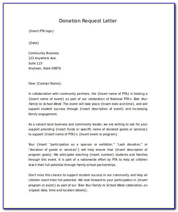 Donation Letter Template Microsoft Word