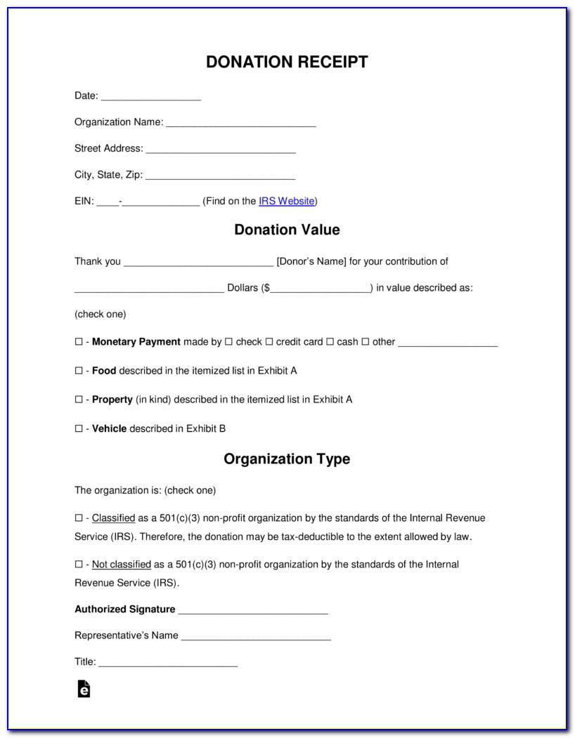 Donation Receipt Form Template