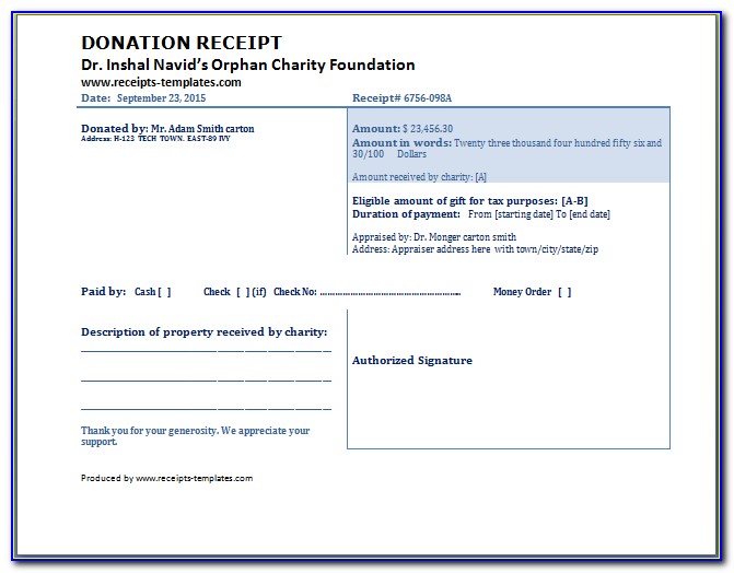 Donation Receipt Template Doc