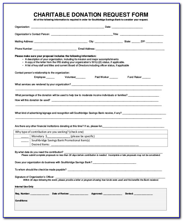Donation Request Form Sample