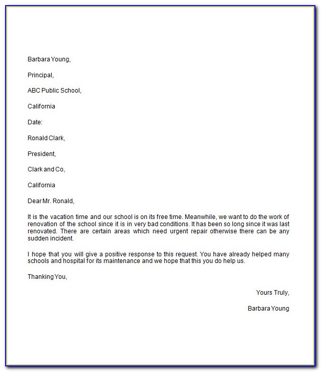 Donation Request Letter Template For Schools