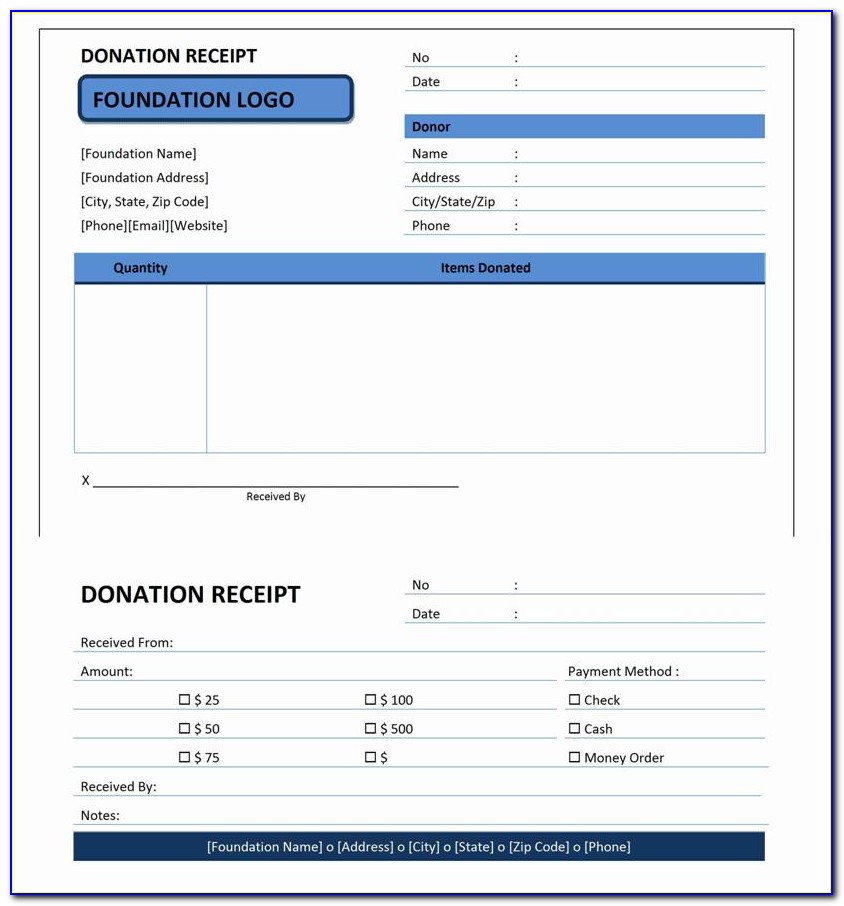 Donation Tax Receipt Form Template