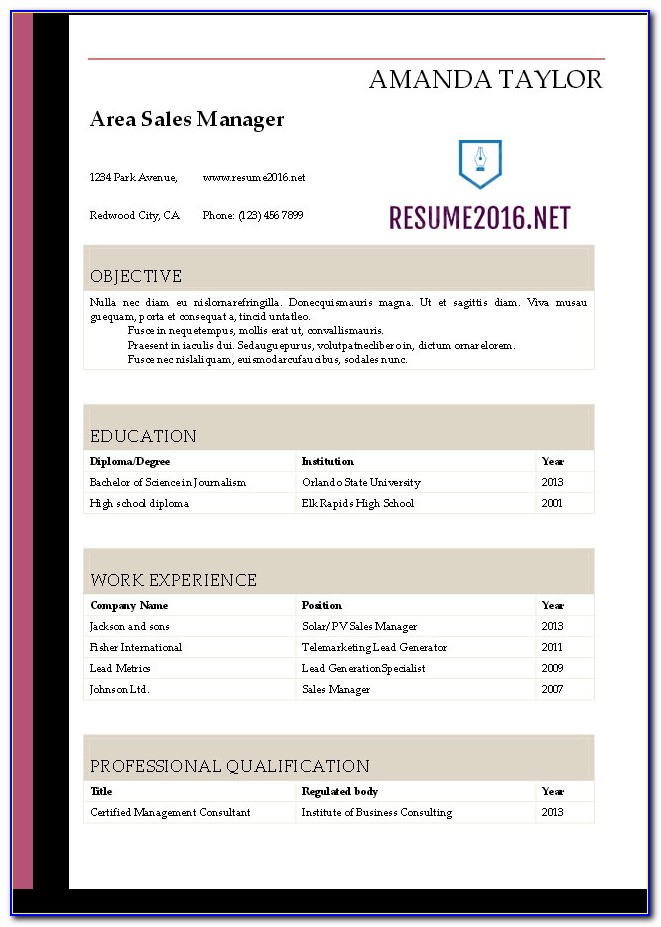 Download Cv Template Word Free