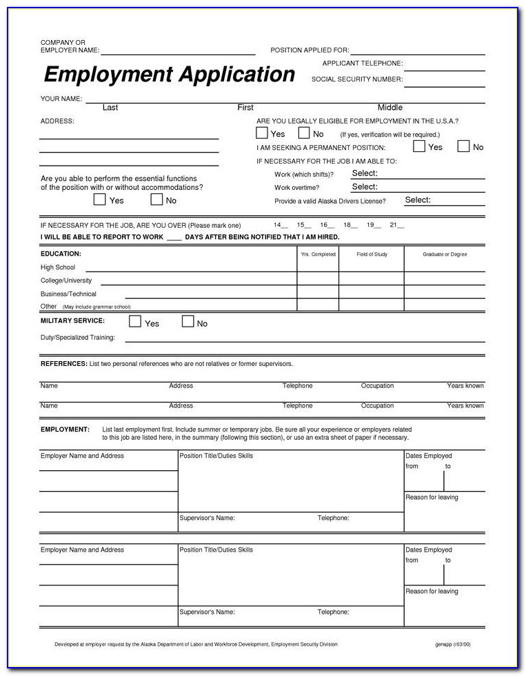 Download Job Application Template