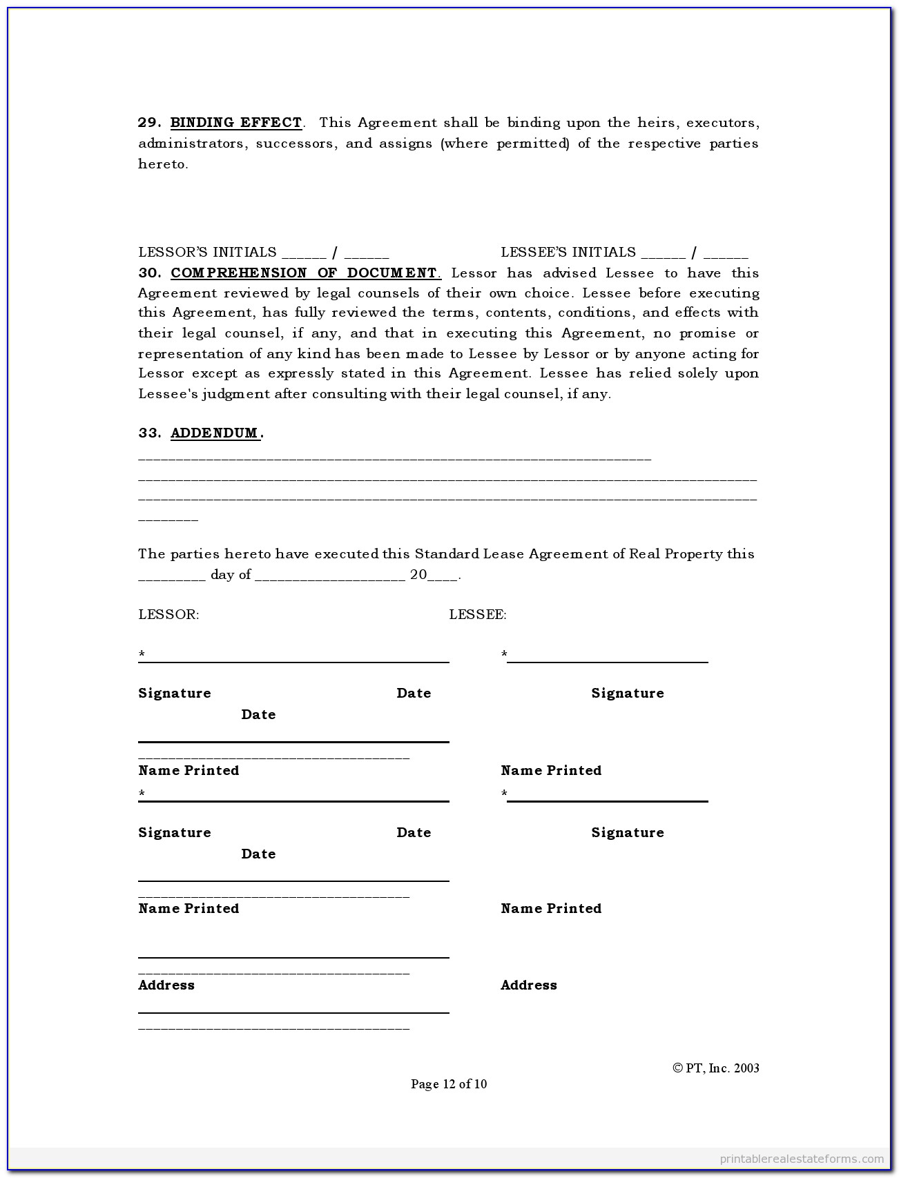 Download Lease Agreement Form Pdf