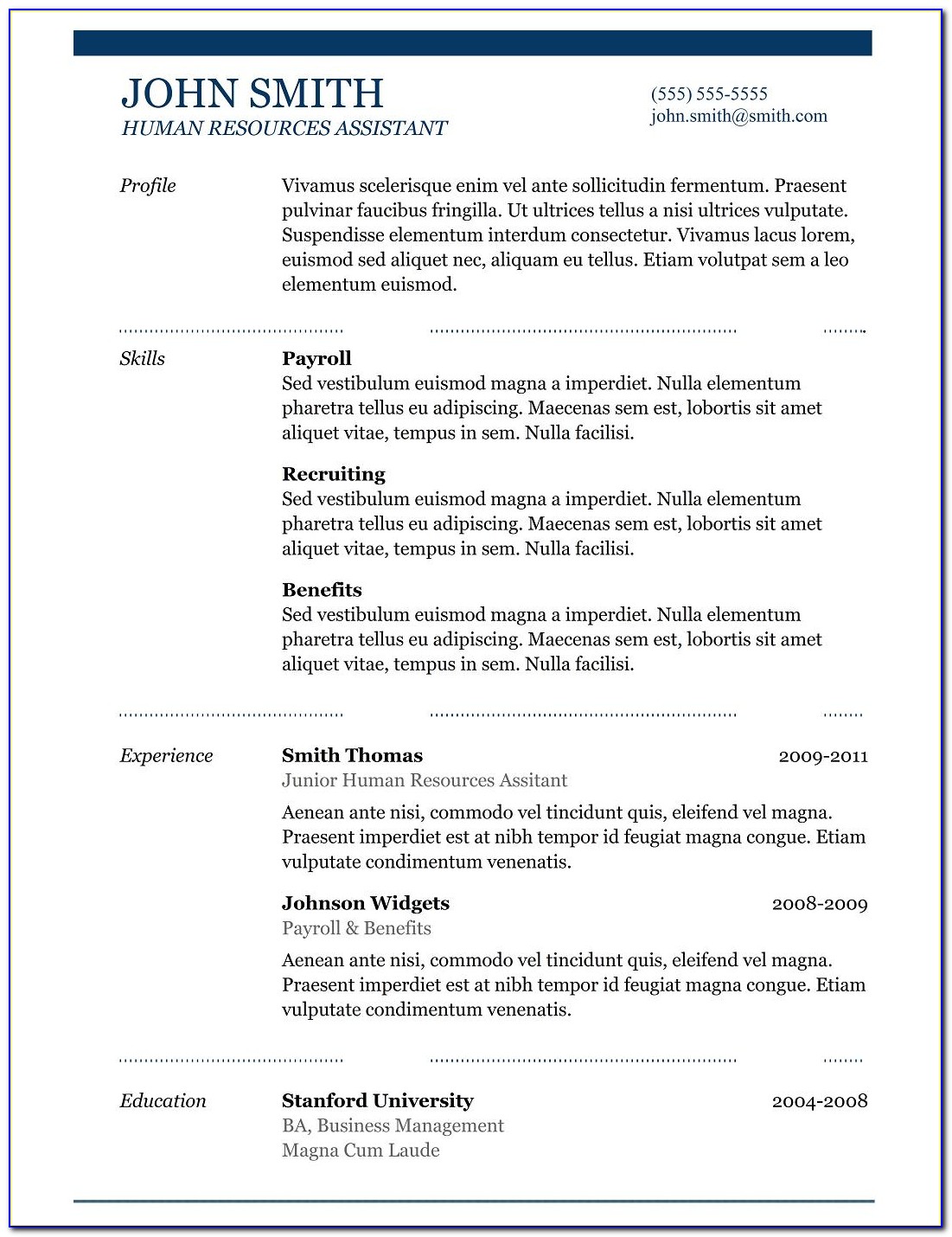 Download Resume Templates For Freshers Free