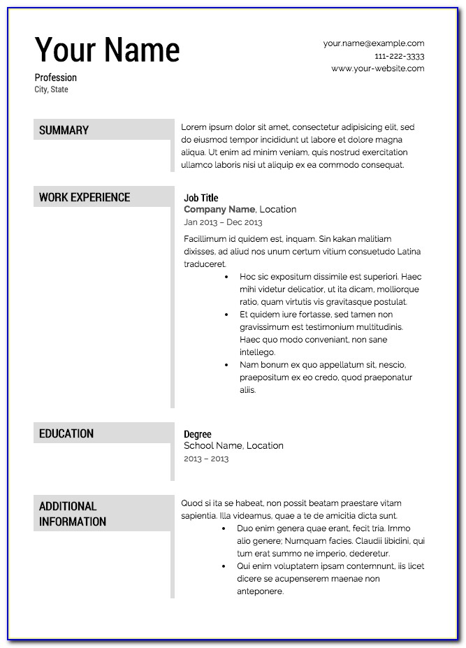 Download Resume Templates Online For Free