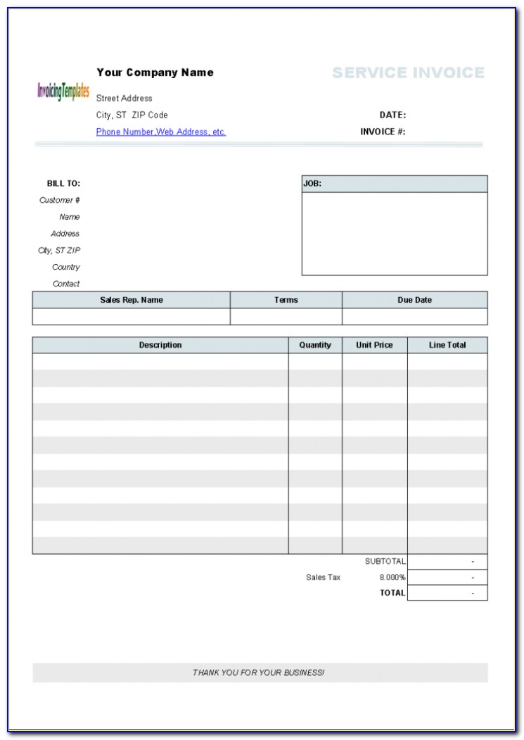 Downloadable Invoice Template For Excel
