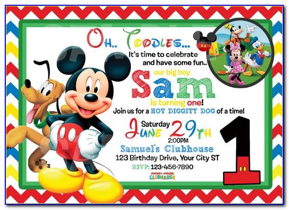 Downloadable Mickey Mouse 1 St Birthday Invitations