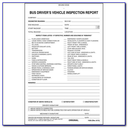 Driver Vehicle Inspection Report Form