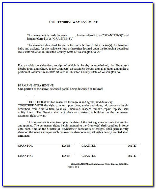 Driveway Easement Agreement Form