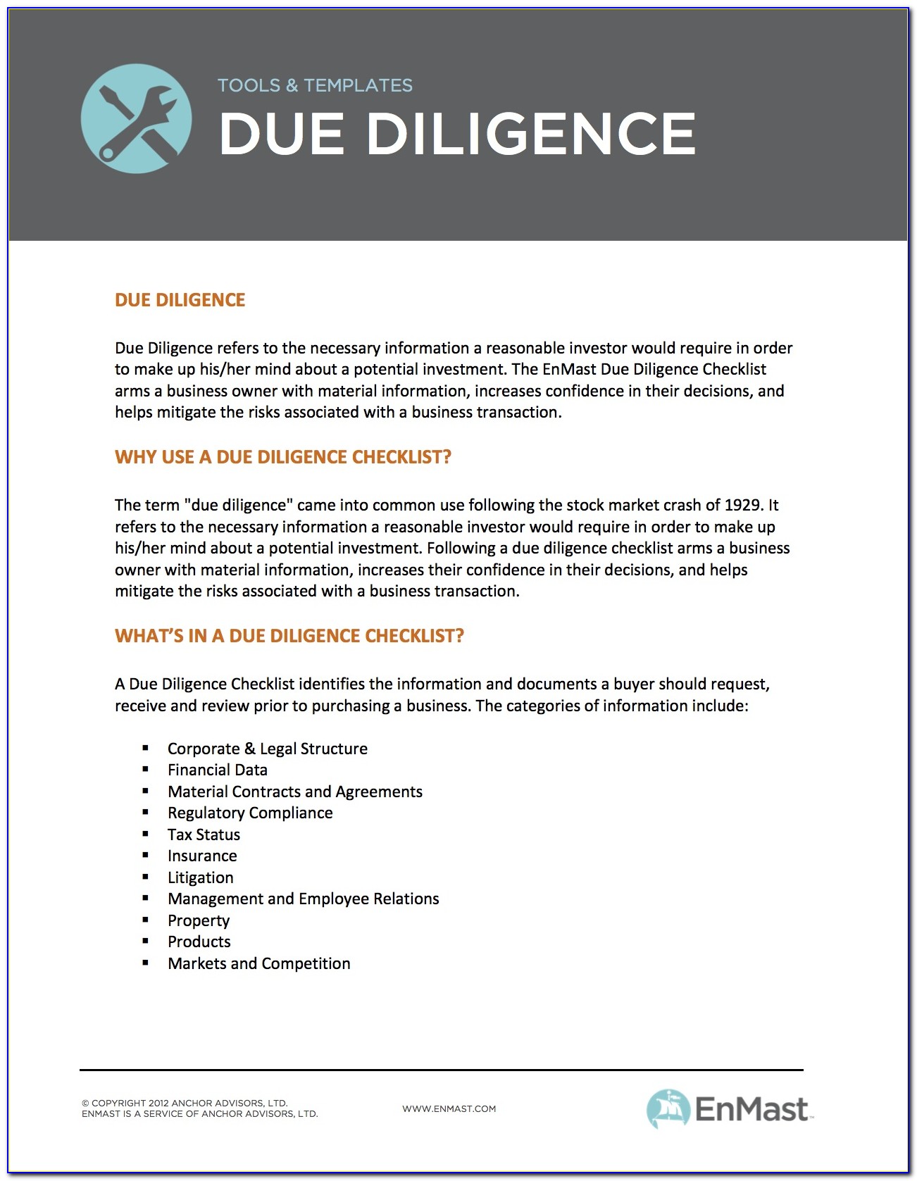 Due Diligence Report Example