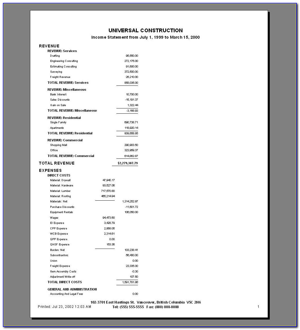 Earnings Statement Template Free