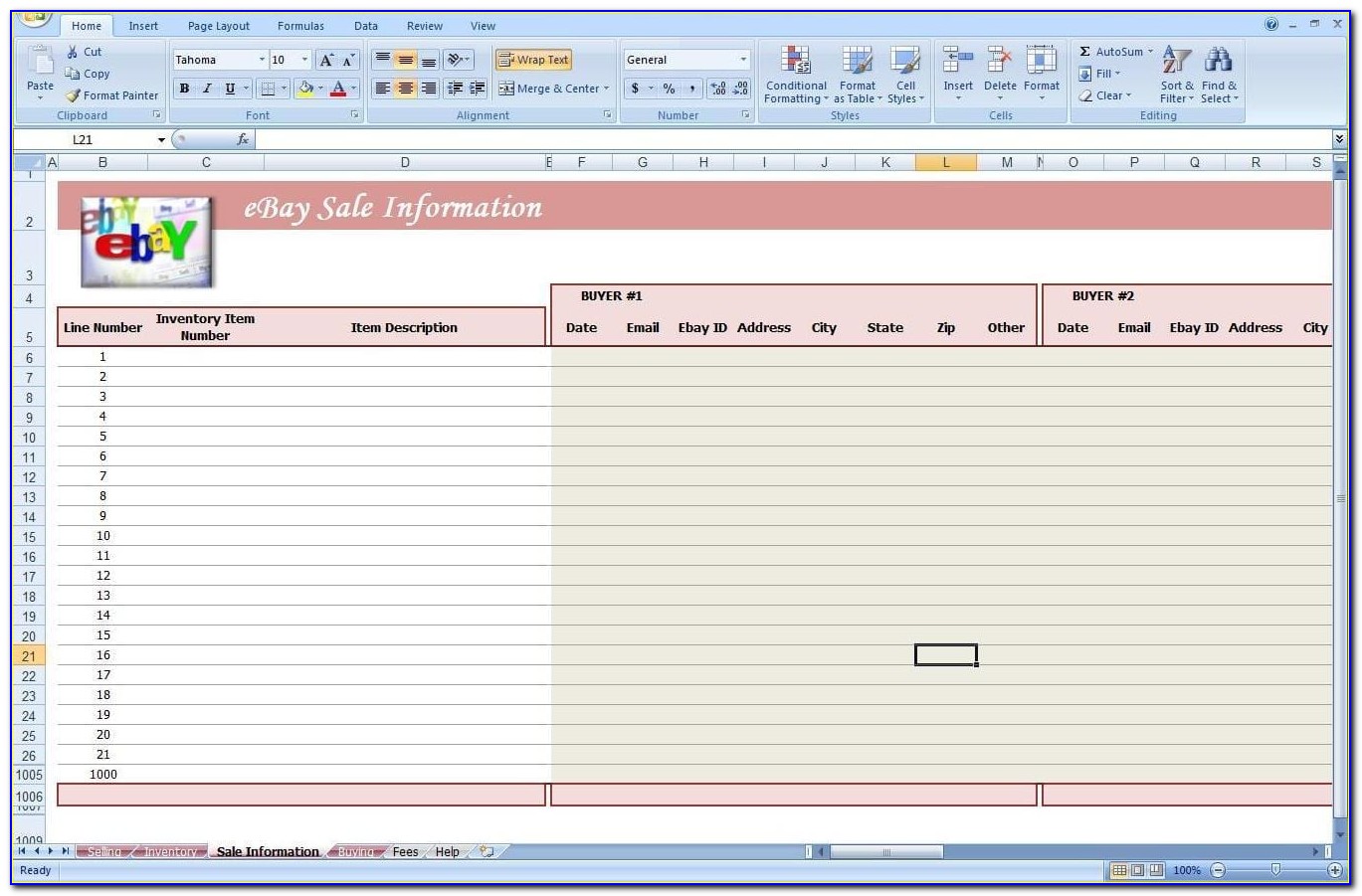 Ebay Sales Template Excel