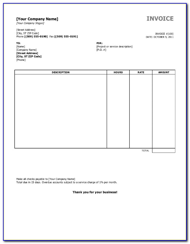 Editable Invoice Format In Word Free Download