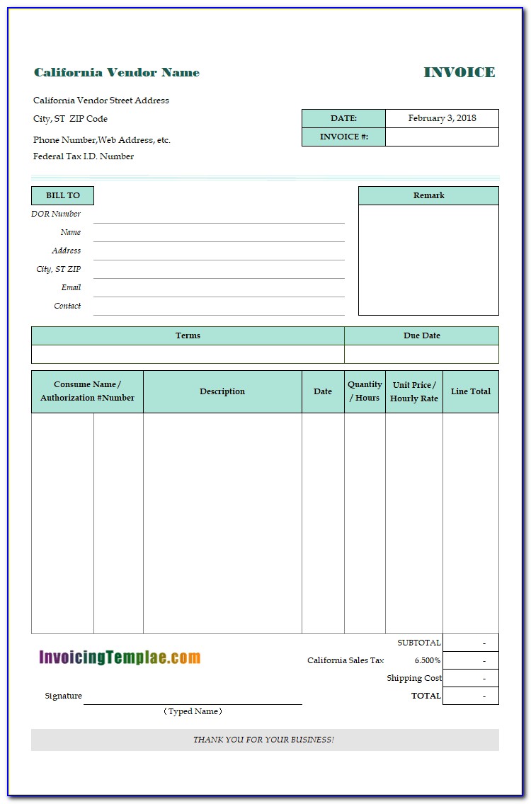 Editable Invoice Template Free Download